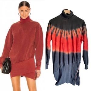 Young Fabulous & Broke Asymmetrical Turtleneck Zipper Hem Tie Dye Dress